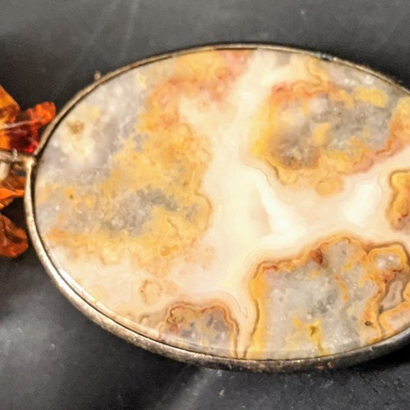 Vintage Amber Stone Pendant Necklace Hippie Spiritual Boho Chic Fashion Jewelry - Picture 10 of 16